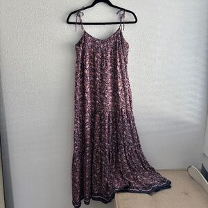 Natalie Martin Melanie Silk Blue Pink Midi Sleeveless Dress